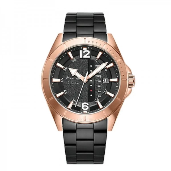Alexandre Christie AC 6535 Rosegold Black Steel MEBBRBA